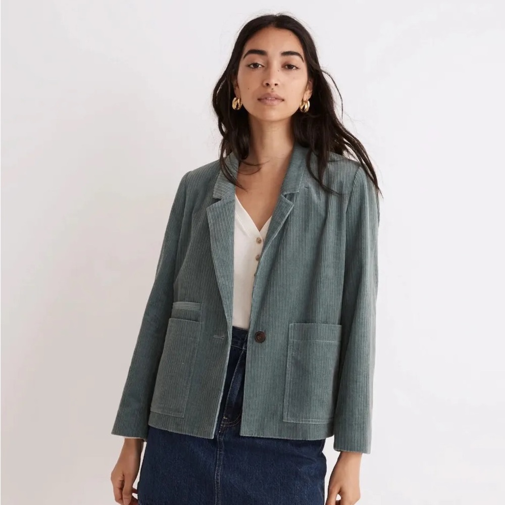 Madewell Corduroy Crop Dorset Blazer in Faded Shale, XXS, Excellent Condition